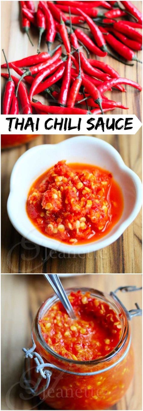 Fresh Thai Chili Garlic Sauce Recipe - this is so easy to make and a great way to spice up any dish Recipes With Chili Garlic Sauce, Thai Mat, Chili Pepper Sauce, Garlic Sauce Recipe, Chili Sauce Recipe, Homemade Hot Sauce, Thai Chili Sauce, Thai Chili, Hot Sauce Recipes