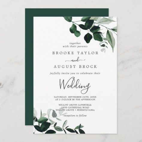 Get Exclusive Offers - $2.51 Emerald Greenery Wedding #rusticwedding #modernprintedmarriage #woodlandtogetherwiththeirparents #moodywedding #elegantfallwedding #autumnmountainthemewedding #greenerybohowatercolorwedding #emeraldgreenleafeucalyptusk114 #bohemianluxurysummerautumnnature #classywhitebotanicalwoodsyforest Emerald Green And Silver Wedding, Wedding Invitation Emerald Green, Wedding Invitations Emerald Green, Mountain Theme Wedding, Green Wedding Invitation Template, Emerald Green Wedding Invitations, Elegant Fall Wedding, Emerald Green Wedding, Green Weddings