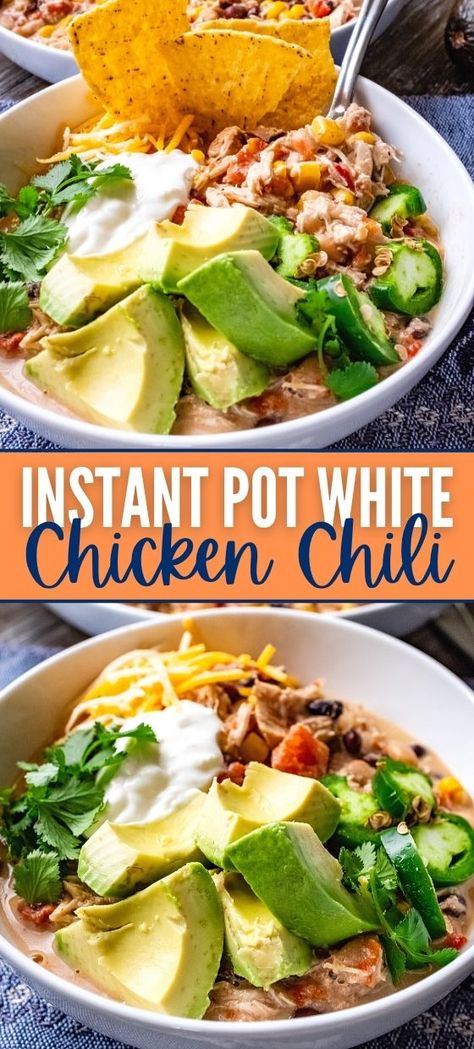 Instant Pot White Chicken Chili Recipe (BEST EVER!) Healthy White Chili, Instant Pot White Chicken Chili, Chili Recipe Stovetop, Comforting Food, White Chicken Chili Recipe, Crockpot White Chicken Chili, Can Black Beans, White Chili, Chili Recipe Crockpot