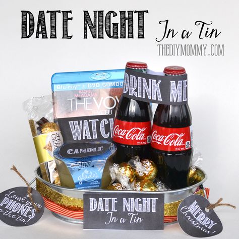 ... Couples Meeting, Date Night Basket, Glass Bottle Candles, Easy Gift Baskets, Girlfriend Ideas, Husband Ideas, Tin Ideas, Gift Jars, Creative Date Night Ideas