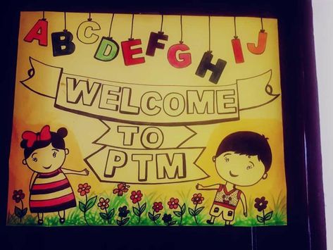 Board decoration Welcome To Ptm Board Ideas, Ptm Chart For School, Ptm Decoration School, Welcome Charts For Classroom, Welcome To Ptm Board Decoration, Welcome To Ptm, Welcome Chart For School, Ptm Board Decoration Ideas School, Ptm Board Decoration