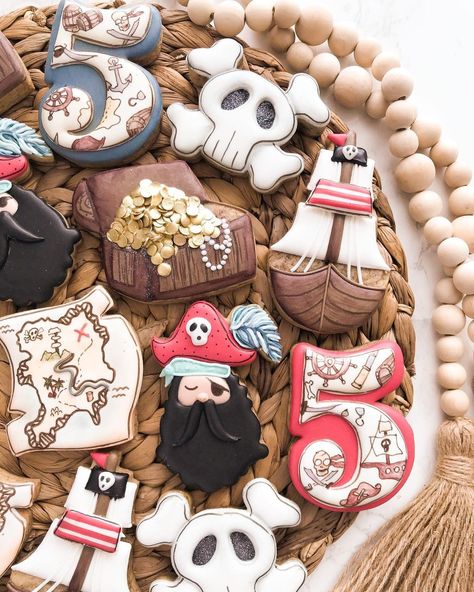 IamCookieland on Instagram: ““Soon may the Wellerman come To bring us sugar and tea and rum One day, when the tonguing is done We’ll take our leave and go.” Map,…” Pirate Birthday Party Cookies, The Wellerman, Pirate Cookies, Special Cookies, Cookies Theme, Sugar Cookie Royal Icing, Number Five, Sugar Cookie Designs, Pirate Birthday Party