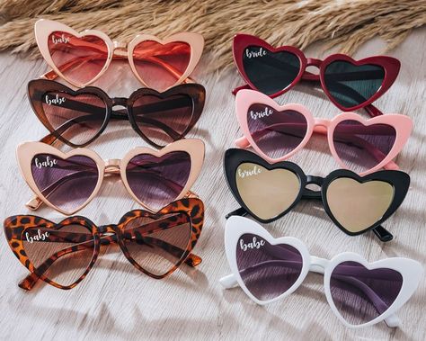 Beach Bachelorette Party Favors, Bride With Glasses, Fun Party Favors, Brides Babes, Bachelorette Party Beach, Bachelorette Favors, Bridal Bachelorette Party, Colored Glasses, Heart Shaped Frame