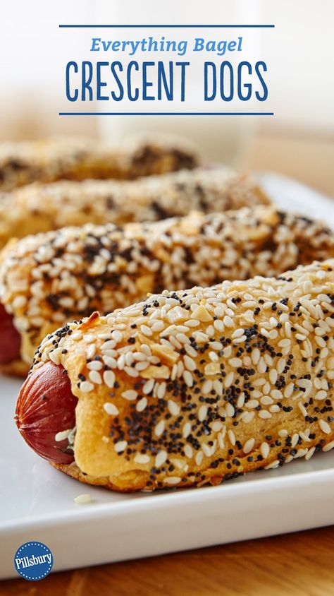 Crescent Hot Dogs, Bagel Dogs, Easy Bagel, Crescent Dogs, Kid Foods, Grilling Ideas, Cream Cheese Spread, Crescent Recipes, Pillsbury Recipes