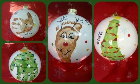 These adorable baubles are an absolute must have for this Christmas! They make the best gifts or a lovely addition to your tree this year. You can turn them into festive creatures or keep them simple with sweet messages. Phone to book in your time, bring your bundle of joy along and come get painting.  #christmas #baubles #footprints #handprints #gifts #Christmasgiftideas #robin #christmastree #reindeer #potterypainting #StNeots #Cambridgeshire Baby Christmas Crafts, Handprint Christmas, Kids Christmas Ornaments, Painting Christmas, Holiday Crafts For Kids, Baby First Christmas Ornament, Baby Christmas, Bundle Of Joy, Sweet Messages