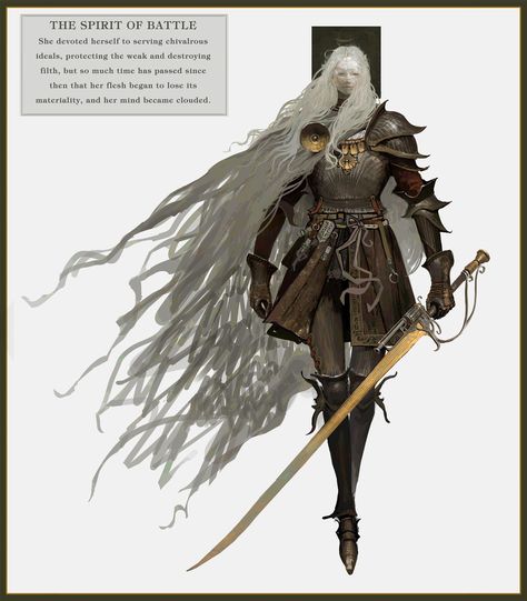 ArtStation - THE SPIRIT OF BATTLE Concept Art Warrior, Battle Concept Art, Spirit Armor, Clean Lineart, Fantasy Heroes, Dungeons And Dragons Classes, 다크 판타지, Knight Art, Undertale Drawings