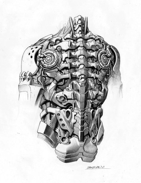 Armour Design, Robot Tattoo, Cyberpunk Tattoo, Robot Design Sketch, Steampunk Artwork, Art Cyberpunk, Cyborgs Art, Biomechanical Tattoo, Mechanical Art