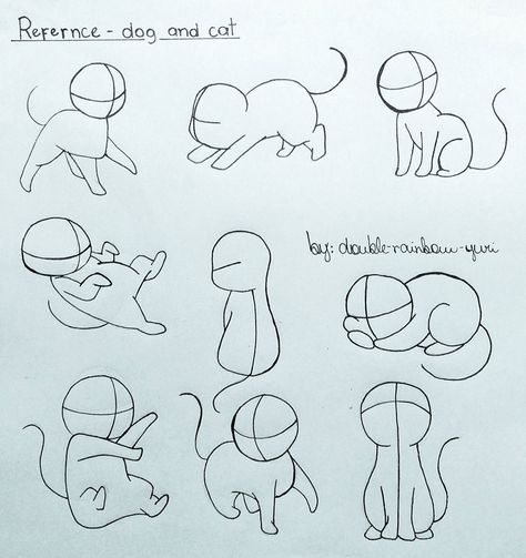 Chibi Cat Pose Reference, Anime Puppy Drawing, Dog Sketch Reference, Pet Drawing Reference, Cute Cat Poses Drawing Reference, Chibi Dog Base, Chibi Cat Poses, Dog Comic Drawing, Dog Model Sheet