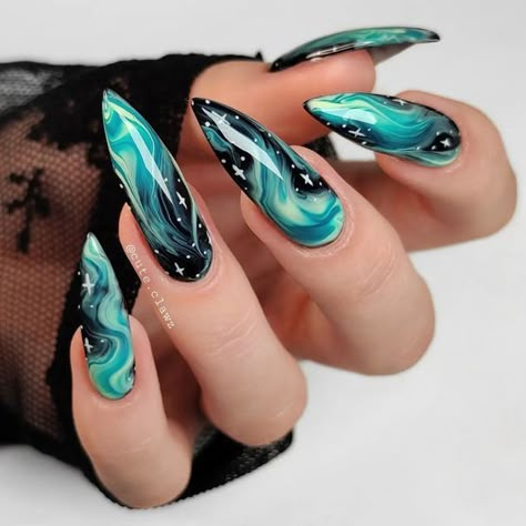 Edgy Winter Nails 2023-2024: 17 Daring Ideas - thepinkgoose.com Colourful Nails Designs, Blooming Gel Nail Art Ideas, Blooming Nails, Galaxy Nail Art, Blooming Gel, Sea Nails, Pink Gel, Galaxy Nails, Trendy Nail Art Designs