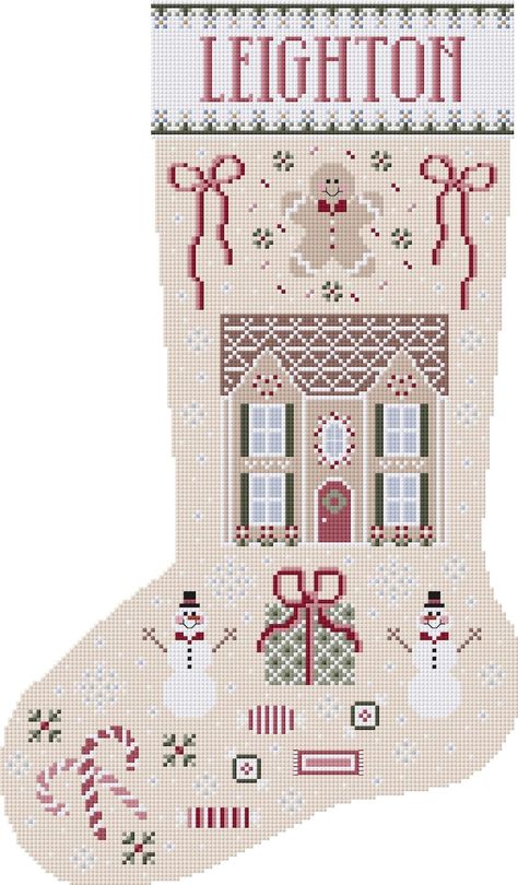 Custom Gingerbread House Christmas Stocking Cross Stitch Pattern Holiday Seasonal Christmas Craft - Etsy Cross Stitch Stocking Ornaments, Christmas Stockings Needlepoint, Free Counted Cross Stitch Christmas Stocking Patterns, Needle Point Stockings Christmas, Christmas Needlepoint Patterns, Christmas Stocking Cross Stitch Pattern, Cross Stitch Stocking Patterns Free, Cross Stitch Christmas Stocking Pattern, Cross Stitch Stocking Patterns