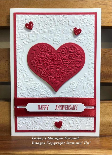 Stampin Up Bouquet Of Love, Stampin Up Valentine Cards, Valentine Heart Card, Country Bouquet, Anniversary Cards Handmade, Valentine Cards Handmade, Wedding Cards Handmade, Homemade Christmas Cards, Wedding Anniversary Cards