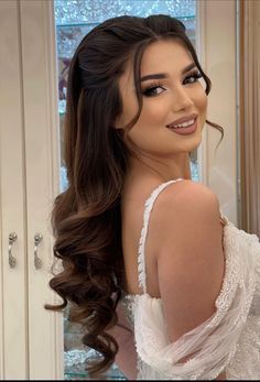 Side Part Open Hairstyles, Engagement Hair And Makeup, Long Hair Wedding Styles, New Hairstyle, Hairstyle Look, Indian Hairstyles, Bride Hairstyles, Ponytail Hairstyles, Bridesmaid Hair