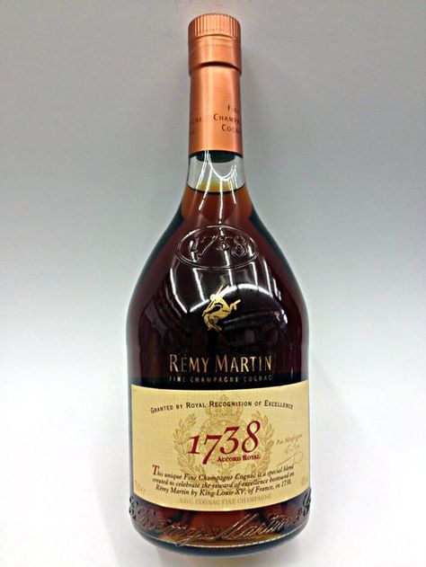 Remy Martin 1738 Accord Royal 1738 Remy Cake, Remy Cake, Remy Martin 1738, Almond Tea, Remy Martin, Wine Bottle Labels, Liquor Store, Tea Cakes, Amber Color