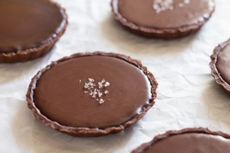 Salted Caramel Tarts, Caramel Tarts, Salted Caramel Tart, Modern Hepburn, Lazy Cat Kitchen, Caramel Tart, Tart Molds, Chocolate Pastry, Caramel Chocolate