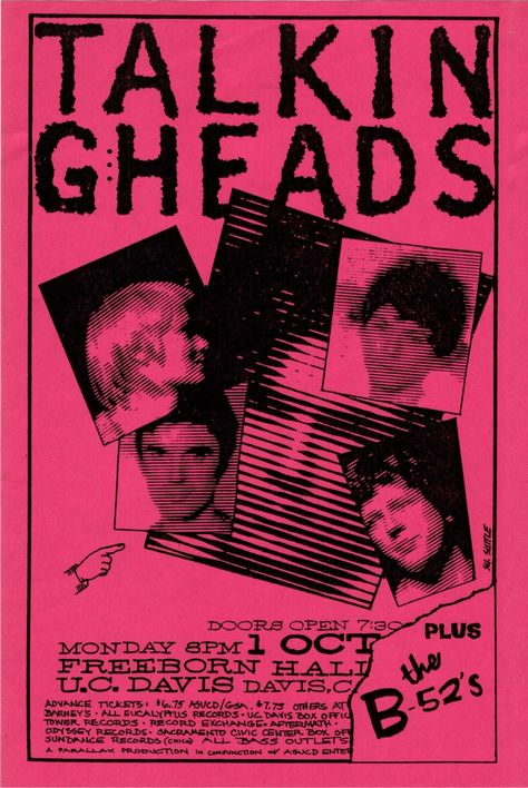 The B-52's Poster, Talking Heads Poster, Promo Flyer, Dark Wave, Punk Poster, Uc Davis, David Byrne, Concert Flyer, Post Rock