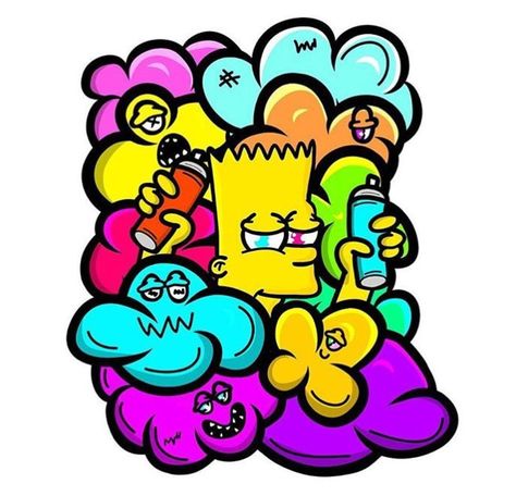 Simpson Doodle, Simpson Graffiti, Cool Simpsons Drawings, The Simpsons Drawings Trippy, Simpsons Skateboard, Trippy Simpsons Painting, Art Sketches Doodles, The Simpsons, Bart Simpson