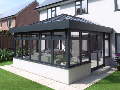 Orangeries | Modern UPVC & Aluminium Orangery or Traditional Timber Orangeries Modern Orangery Extension, Modern Conservatory Ideas, Small Orangery, Modern Sunroom, Modern Conservatory, Conservatory Design, Garden Room Extensions, Screened Porch Designs, Modern Patio Design