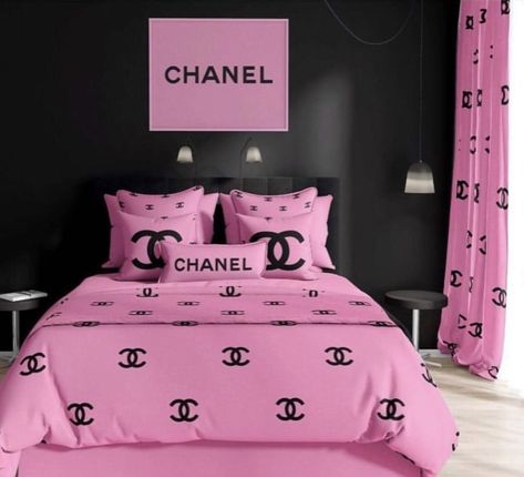 Chanel Bedding Set, Chanel Bedding, Chanel Bedroom, Luxury Bedroom Sets, Bedroom Bedding Sets, Bedroom Comforter Sets, Glam Bedroom Decor, Designer Bed Sheets, Luxury Room Bedroom