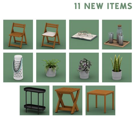 QICC - Evergreen Balcony Set - The Sims 4 Build / Buy - CurseForge Sims 4 Cc Balcony Furniture, Sims 4 Balcony, The Sims 4 Maxis Match, Balcony Furniture, Work Gifts, Sims 4 Build, Maxis Match, Sims 4 Mods, The Sims 4