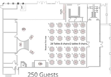 Our ballroom setup for 250 guests Marriage Hall Plan Layout, Wedding Floor Plan, Event Space Design, Leaf Decor Wedding, Simple Floor Plans, Event Layout, Function Hall, Hall Flooring, Hotel Ballroom