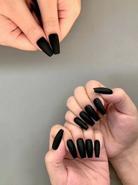 Excited to share the latest addition to my #etsy shop: Matte Finished Black Long Coffin Luxury Press On Nails https://etsy.me/3TiUiZJ #black #darknails #blacknail #mattenail #mattefinish #almondnails #longnails #coffinnails #pressonnails Coffin Extreme Nails, Black Nails Coffin Medium, Black Matte Coffin Nails, Black Nails Coffin, Black Matte Nails, Bratz Doll Makeup, Matted Nails, Black Coffin Nails, Girly Acrylic