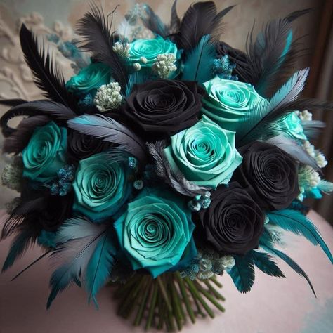 Black Teal Gold Wedding, Black And Turquoise Western Wedding, Teal And Black Wedding Ideas, Black And Teal Wedding Theme, Dark Teal Wedding Colors, Beach Theme Graduation Party, Teal And Black Wedding, Teal Gold Wedding, Teal Wedding Theme