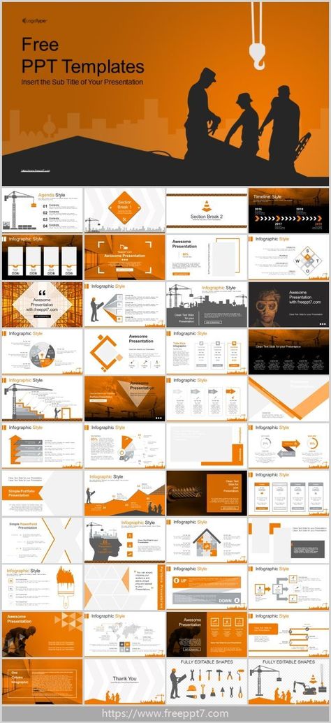 Construction Industry PowerPoint Templates Construction Powerpoint Template, Construction Presentation Design, Engineering Powerpoint Template, Construction Powerpoint, Font Combination, Powerpoint Background Templates, Pitch Presentation, Geotechnical Engineering, Summer Game