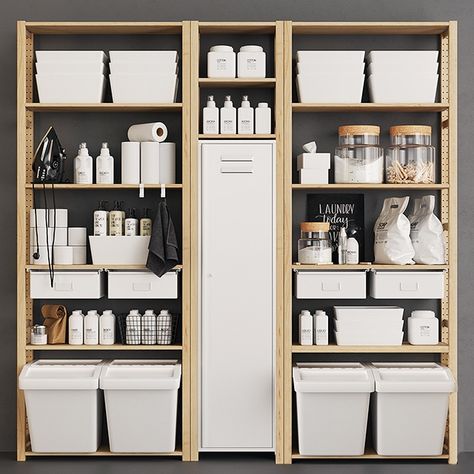 Pantry Vintage, Desain Pantry Dapur, Ikea Pantry, Desain Pantry, Ikea Ivar, Bathroom Model, Pantry Shelving, Ikea Bathroom, Laundry Room Shelves