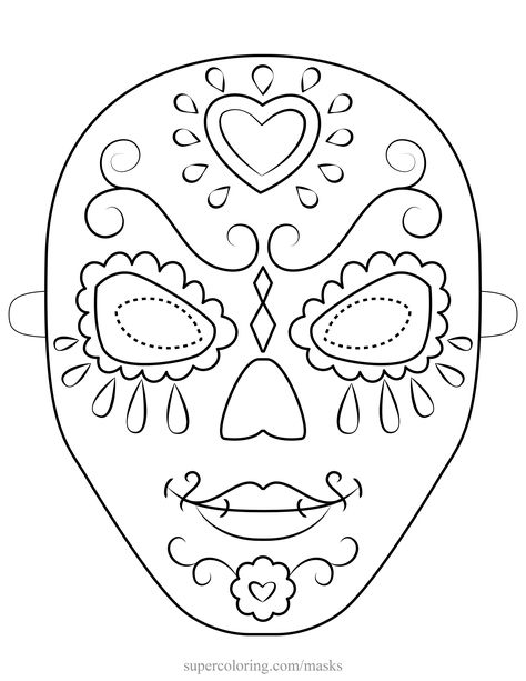 Mask Coloring Page, Printable Halloween Masks, Mask Template Printable, Day Of The Dead Mask, Blank Mask, Mascaras Halloween, Preschool Coloring Pages, Mask Template, Easy Coloring Pages