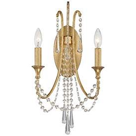 Crystorama Arcadia 21 1/4" High Antique Gold Wall Sconce Crystorama Lighting, Simple Frame, Transitional Wall Sconces, Gold Wall, Wall Candles, Gold Walls, Bedroom Hallway, Steel Wall, Light Sconces