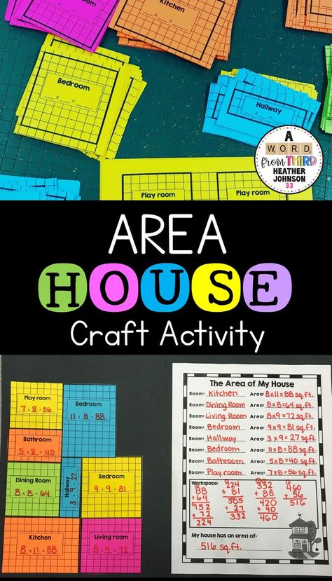 Area Math Activities, Finding Area, Third Grade Activities, World Craft, Everyday Math, Maths Area, House Craft, Measurement Activities, Teaching Third Grade