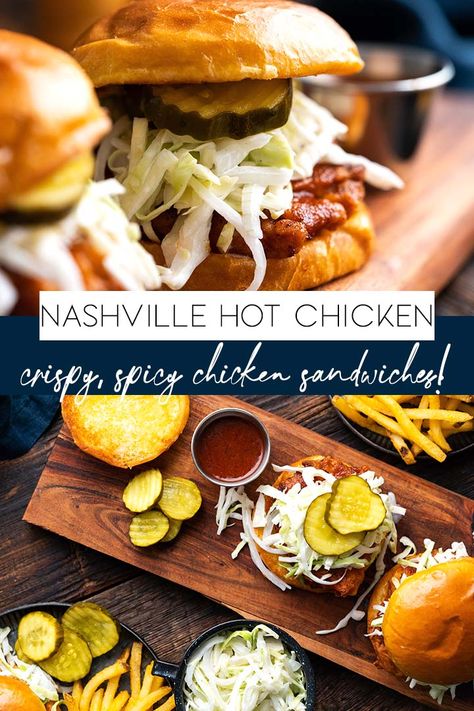 Nashville Sandwich, Chicken With Coleslaw, Nashville Hot Chicken Sandwich Recipe, Nashville Hot Chicken Sandwich, Chicken Breast Marinade Recipes, Nashville Hot Chicken Recipe, Hot Chicken Recipe, Nashville Chicken, Chicken Sandwich Recipe