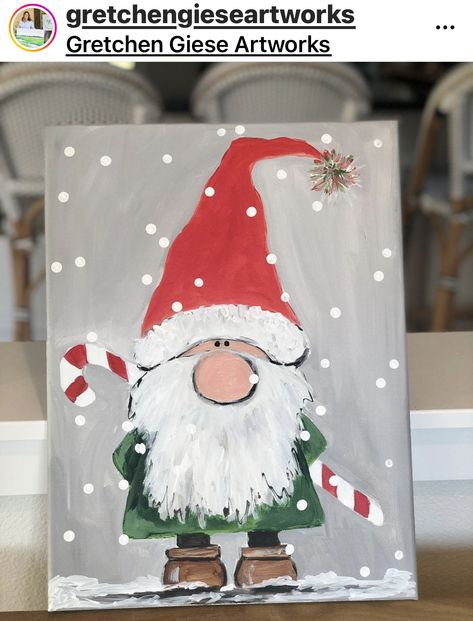 Holiday Canvas Painting Ideas Christmas, Christmas Canvas Easy Paintings, What To Paint Christmas, Christmas Kids Painting Ideas, Santa Canvas Painting Easy, Christmas Paintings Snowman, Painting With A Twist Christmas, Christmas Presents Painting, Christmas Painting Gift Ideas