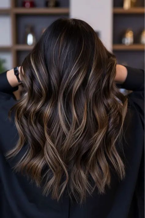 20 Best Hair Color Ideas for Brunettes 2025 – Fall, Winter, Short, Curly & Unique Looks Winter Brown Hair Balayage, Winter Hair Brunette Balayage, Coffee Bayalage Brunette, Dark Hair With Caramel Lowlights, Ash Brown Hair With Balayage, Long Hair Brown Highlights, Winter Highlights For Dark Hair, Winter Bayalage Brunette, Lowlights For Curly Hair