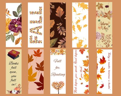 Bookmark Designs Printable, Bookmark Design Printables, Bookmarks Template, Fall Bookmarks, Autumn Bookmark, Bookmark Printable, Free Printable Bookmarks, Leaf Book, Bookmarks For Books