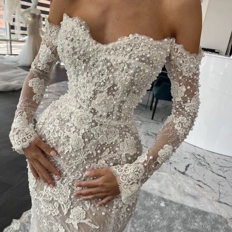 Kim Kassas, Second Dress, Mermaid Wedding Dresses, Lace Bridal Gown, Civil Wedding, Lace Bridal, Beaded Applique, High Quality Dress, Dresses Elegant