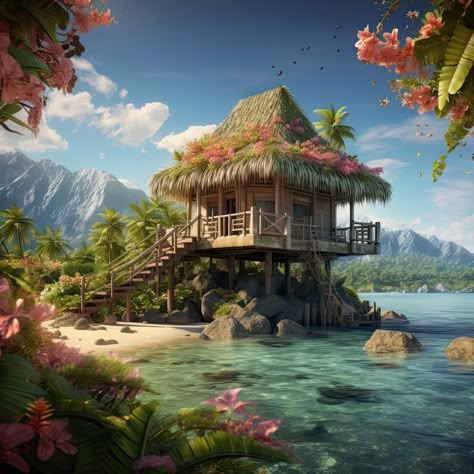 Minecraft Island Base, One Piece Islands, Beach Resort Ideas, Minecraft Island, Genshin Teapot, Fantasy Landscape Art, Life In Nature, Fairytale Land, Building Reference