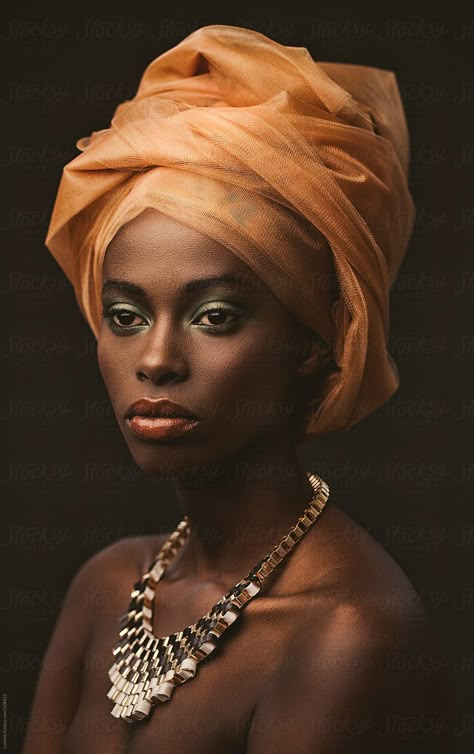 African Woman With An Orange Turban Download this high-resolution stock photo by Lumina from Stocksy United. 얼굴 드로잉, Painted Ladies, African Girl, Beauty Portrait, African Beauty, Portrait Inspiration, Black Women Art, 인물 사진, Woman Painting