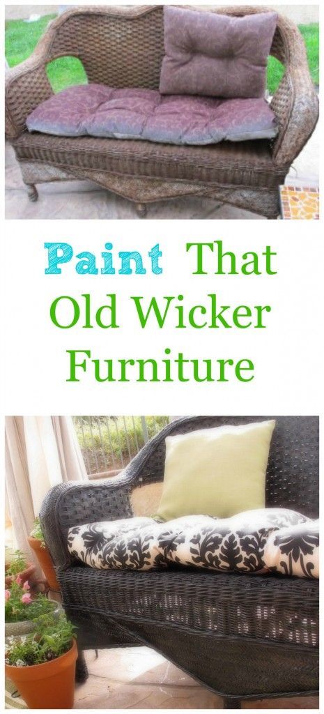 Don't throw that old wicker furniture away, PAINT IT!  Step by step tutorial. Wicker Furniture Makeover, Wicker Garden Furniture, Painting Wicker Furniture, Old Wicker, Wicker Couch, Wicker Bedroom, Wicker Headboard, Painted Wicker, Outdoor Wicker Furniture