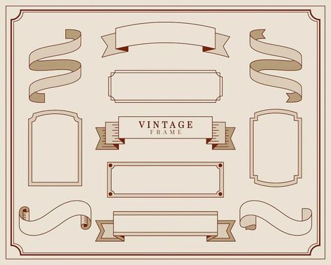 Flourishes Design, Vintage Ribbon Banner, Fun Packaging, Frame Illustration, Vintage Banner, Creative Banners, Banner Drawing, Flourish Design, Chinese Pattern