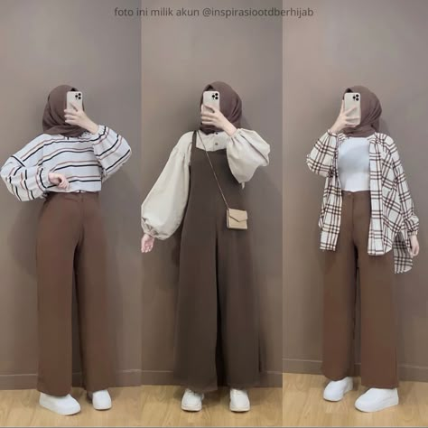 Mix And Match Outfits Hijab Casual, Outfit Celana Kulot, Mix And Match Outfits Hijab, Outfit Muslim, Ootd Simple, Outfit Hijab Casual, Nude Outfits, Color Combinations For Clothes, Muslim Outfits Casual