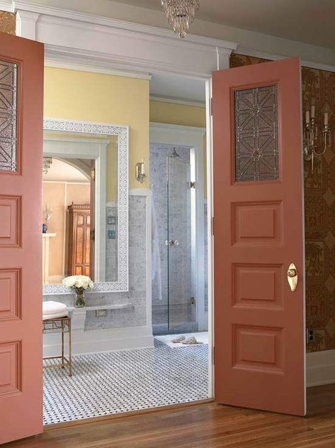 Interior Door Colors Ideas, Interior Door Color, White Interior Doors, Interior Door Styles, Internal French Doors, Door Bedroom, Modern Barn Door, Wooden Doors Interior, Glass Doors Interior