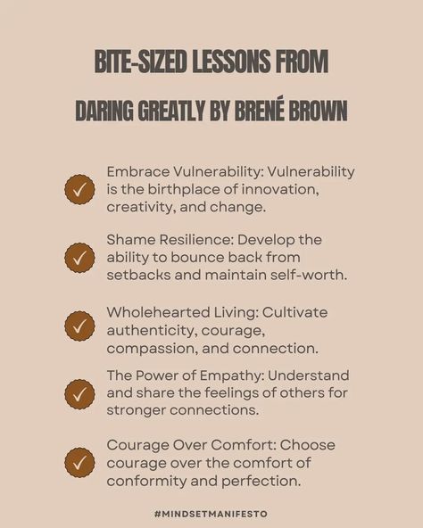 💪 Embrace vulnerability and dare greatly! Explore these bite-sized lessons from Brené Brown's empowering book and step into your courage zone. 🌟 #Vulnerability #Courage #Authenticity #DaringGreatly #BraveHeart #EmbraceYourself #SelfEmpowerment #GrowthThroughRisk Embrace Vulnerability, Dare Greatly, Daring Greatly, Empowering Books, Brace Yourself, Self Empowerment, One Word, Vision Board, Quotes