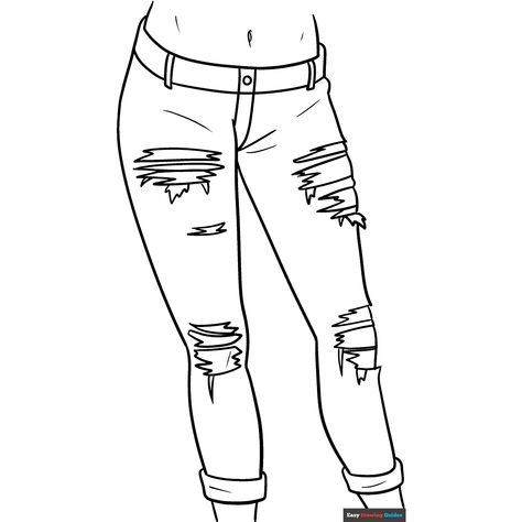 Free Anime Ripped Jeans Coloring Page for Kids Professional Jeans, Clothes Coloring, Easy Drawing Guides, Free Printable Coloring Sheets, Drawing Guides, Printable Coloring Sheets, Drawing Tutorial Easy, Coloring Tutorial, Guided Drawing