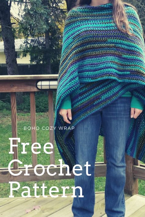 Free Crochet Poncho Patterns, Poncho Patterns, Boho Cozy, Crochet Wrap Pattern, Crochet Cardigan Pattern Free, Crochet Poncho Free Pattern, Crochet Shrug Pattern, Cozy Wrap, Crochet Shawl Pattern Free