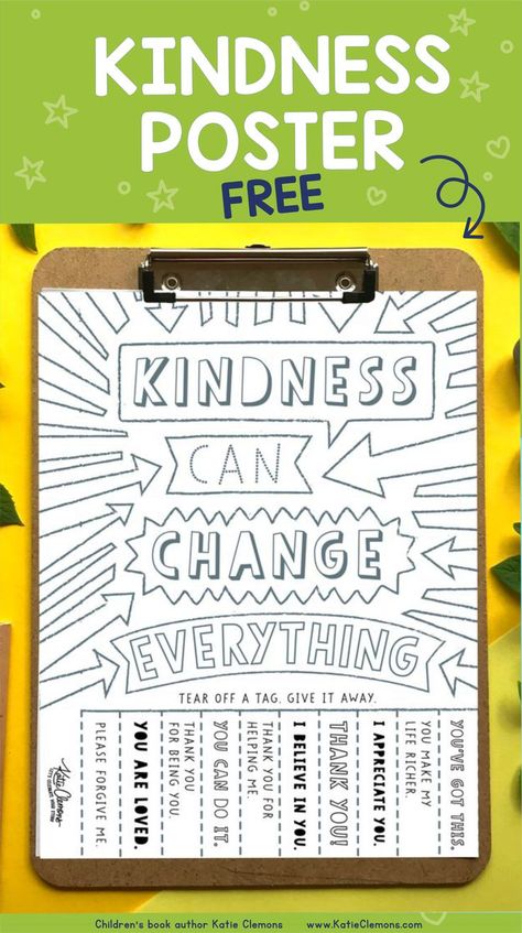 Looking for a meaningful Christmas activity for your family? This free Christmas Kindness Poster is a fun printable download for bored kids. Teach your kids kindness as your kids color it and tear off tags with random acts of kindness. It's a lovely decoration and a heartwarming way to encourage giving in your community. Get the free PDF kindness poster now! Kindness Tear Off Sheet, Kindness Art Projects For Kids, Poster Free Printable, Kindness Coloring Pages, Letter Template For Kids, Conversation Ideas, Kindness Poster, Kindness Activity, Thankful Activities