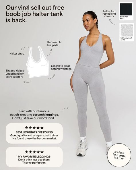 the universal experience of seeing yourself in sculpt seamless, and never wanting to take it off 🤠 what do you get if you pair our bestselling bum scrunch shorts with a unitard design that sells quicker than fresh pastries in a coffee shop? the hottest new activewear piece of the season, of course. introducing a brand new style: the sculpt seamless scrunch unitard. whether you’re hitting those PBs in the gym, grabbing a quick post-training coffee or spending the last of the summer days out... Fresh Pastries, Scrunch Shorts, Fitness Wear Outfits, Fitness Wear, Halter Tank, Activewear Brands, Halter Strap, Best Leggings, In The Gym