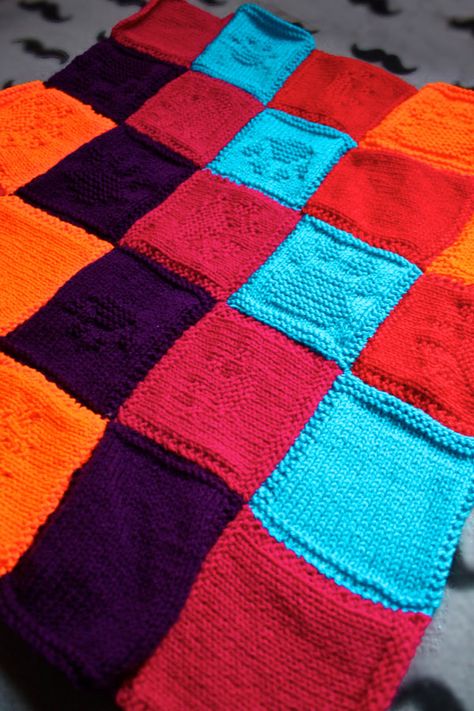 One for pooch-lovers who already know the basics of knitting, this blanket pattern, designed by Lauren O'Farrell, is a charity project for Battersea Dogs & Cats Home Knit A Blanket, Blanket Squares, Knitted Blanket Squares, Knitting Blanket, Knitting Patterns Free Blanket, Knitting For Charity, Patchwork Blanket, Knitted Afghans, Comfort Blanket