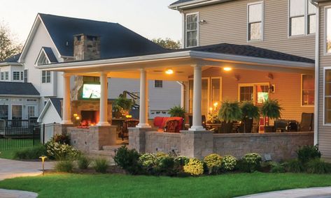 Porch Shades, Porch Design Ideas, Outdoor Patio Bar, Eating Area, Home Addition, Back Porch Ideas, Bucks County, Porch Design, Outdoor Inspirations