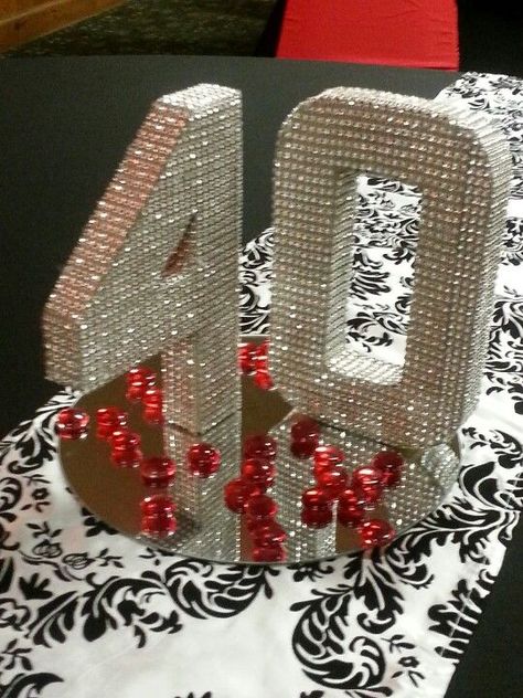 40th Bling Centerpiece Bling Birthday Party, Bling Centerpiece, 40th Party Ideas, 40th Bday Ideas, 40th Anniversary Party, Bling Party, Diamond Party, 40th Wedding Anniversary, Birthday Centerpieces